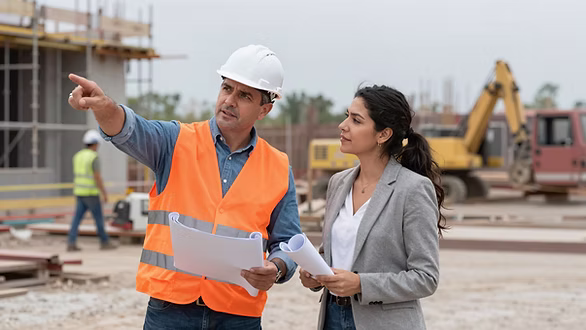 Construction crew discussing general liability insurance in Peoria, IL